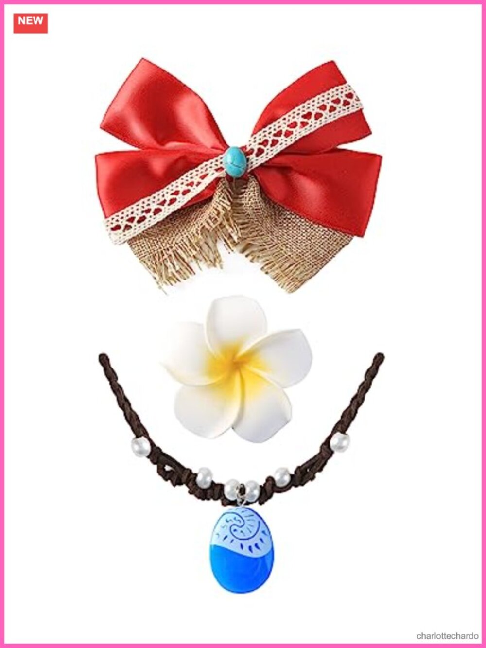 Princess Costume Accessory Set Hair Bow Necklace Flower Clip Cosplay